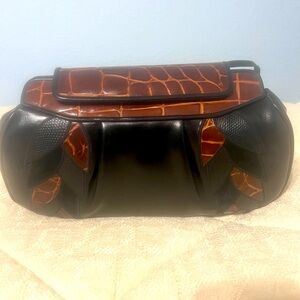 Susan Gail black with crocodile genuine leather purse